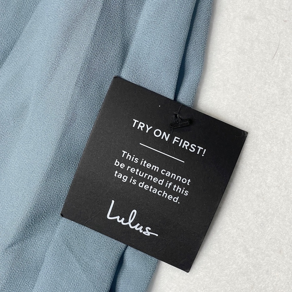 Lulu’s Lovely Endings Dusty Blue One-Shoulder Pleated Maxi Dress‎ Dusty Blue 1X - Picture 7 of 12